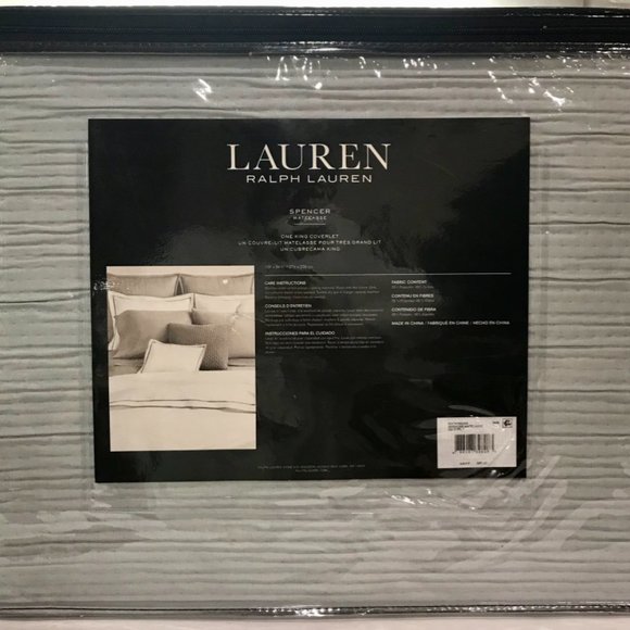 Lauren Ralph Lauren Spencer Matelasse Coverlet in Sage Size King + 2 Euro Shams - Picture 4 of 5